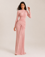Lorraine Cocoa Long-Sleeve Gown