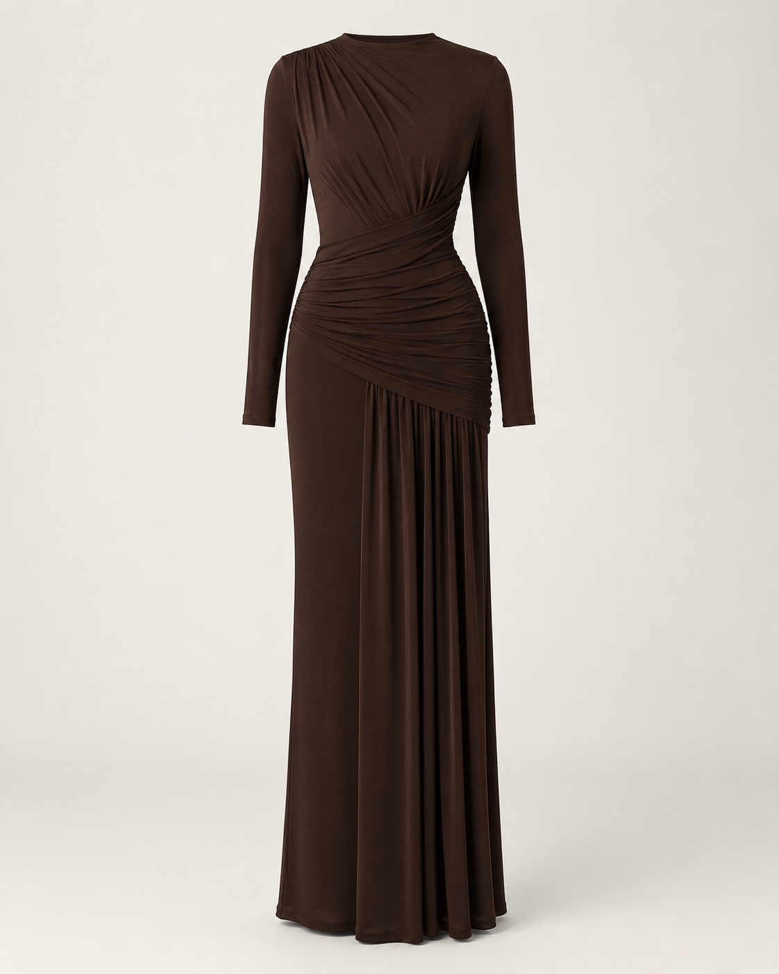 Lorraine Cocoa Long-Sleeve Gown