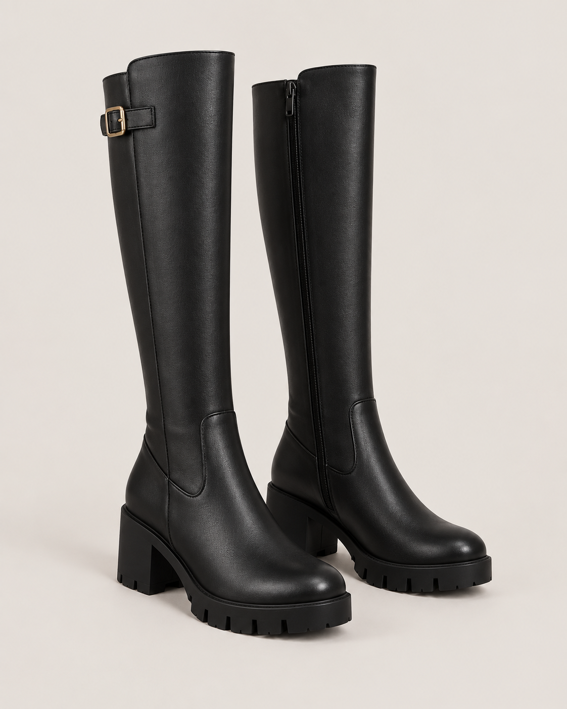 Lug Sole Knee-High Boots