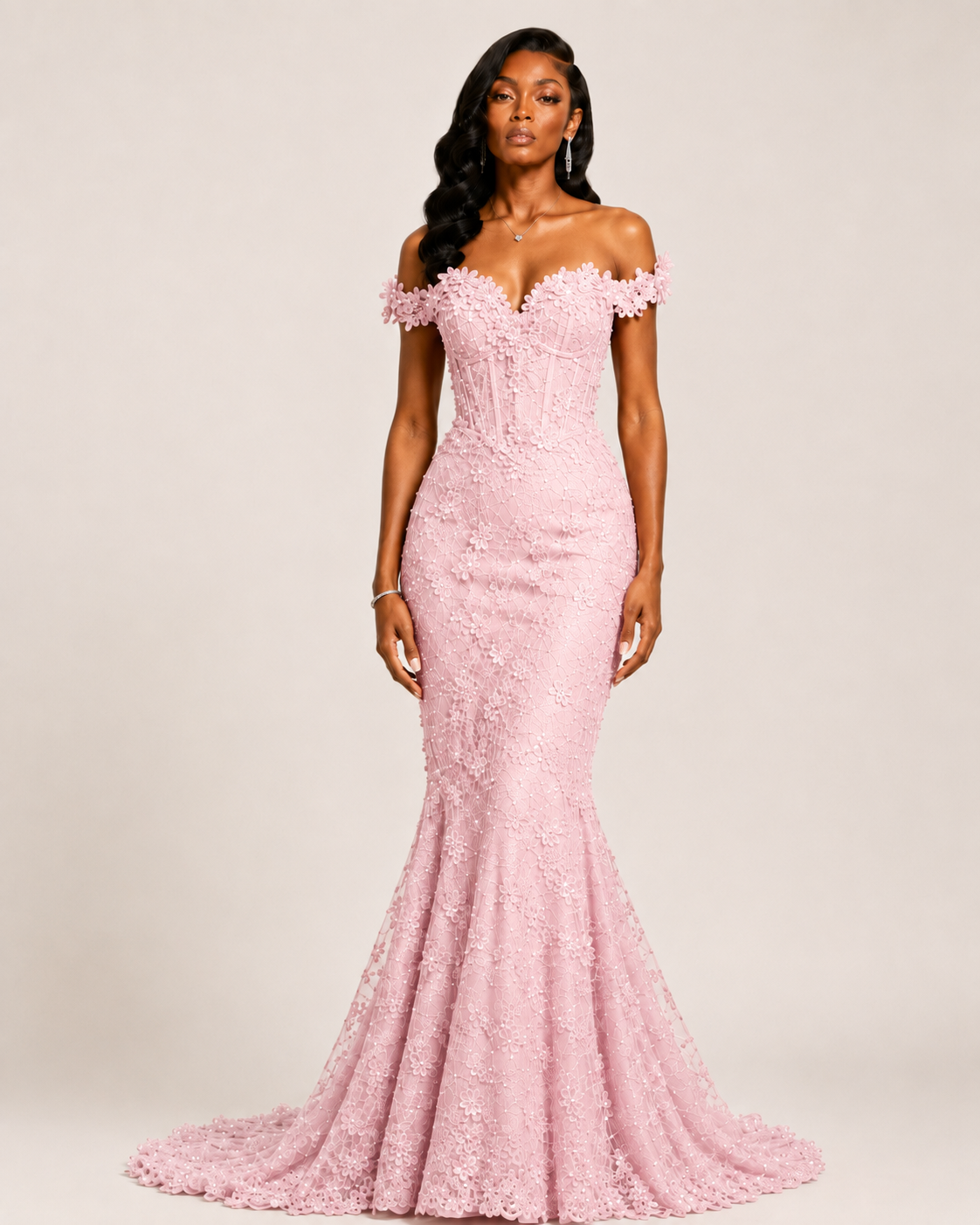 Lysandra Black Crystal Mermaid Gown