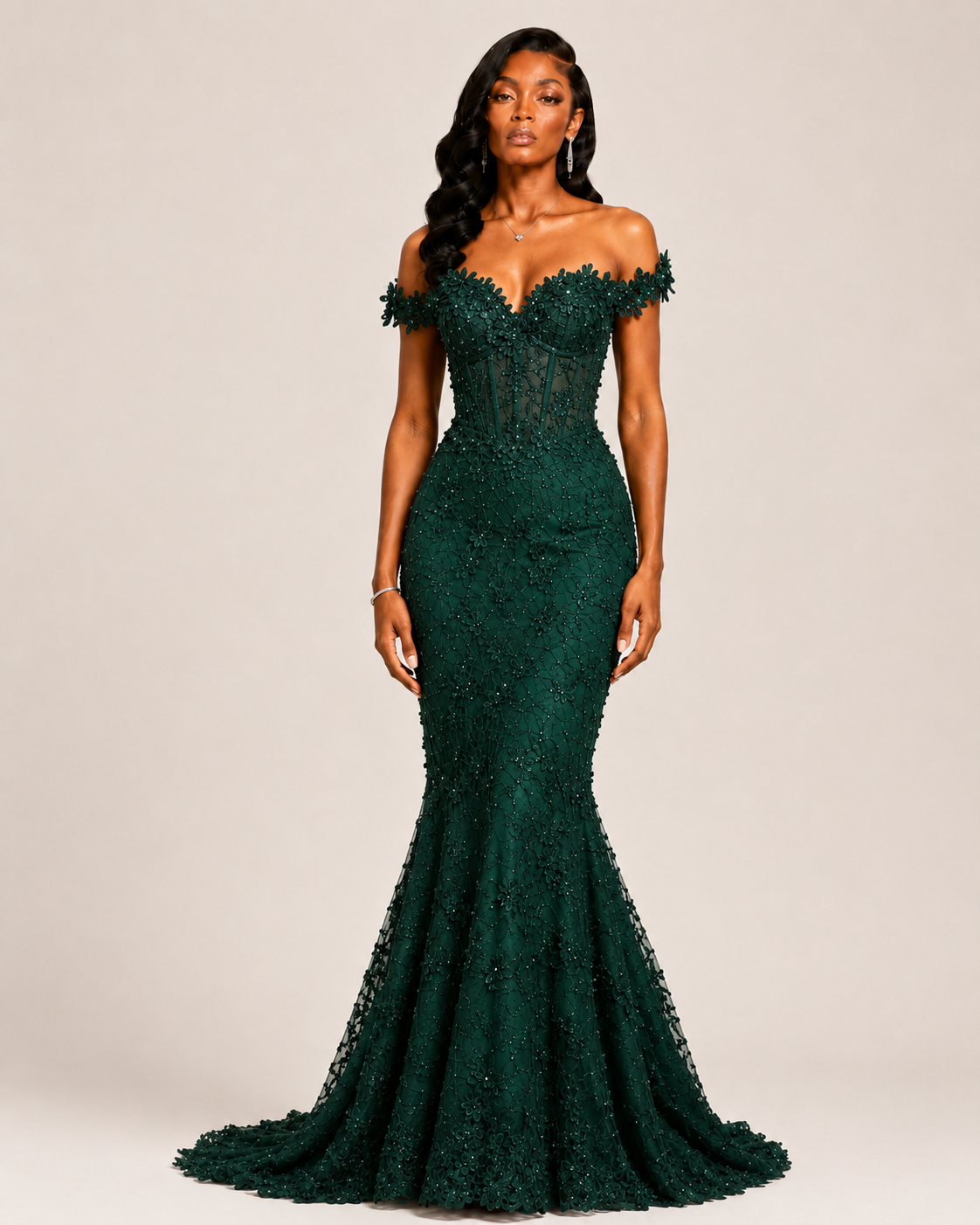 Lysandra Black Crystal Mermaid Gown