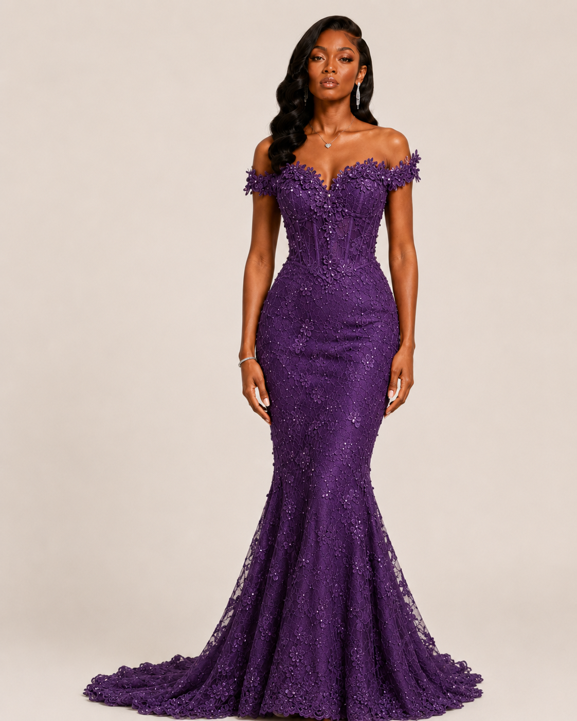 Lysandra Black Crystal Mermaid Gown