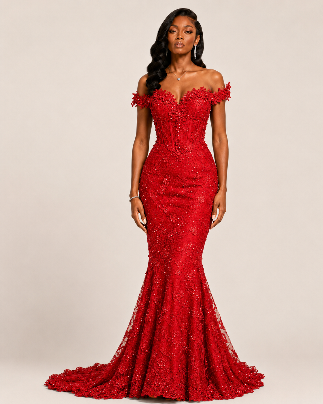 Lysandra Black Crystal Mermaid Gown