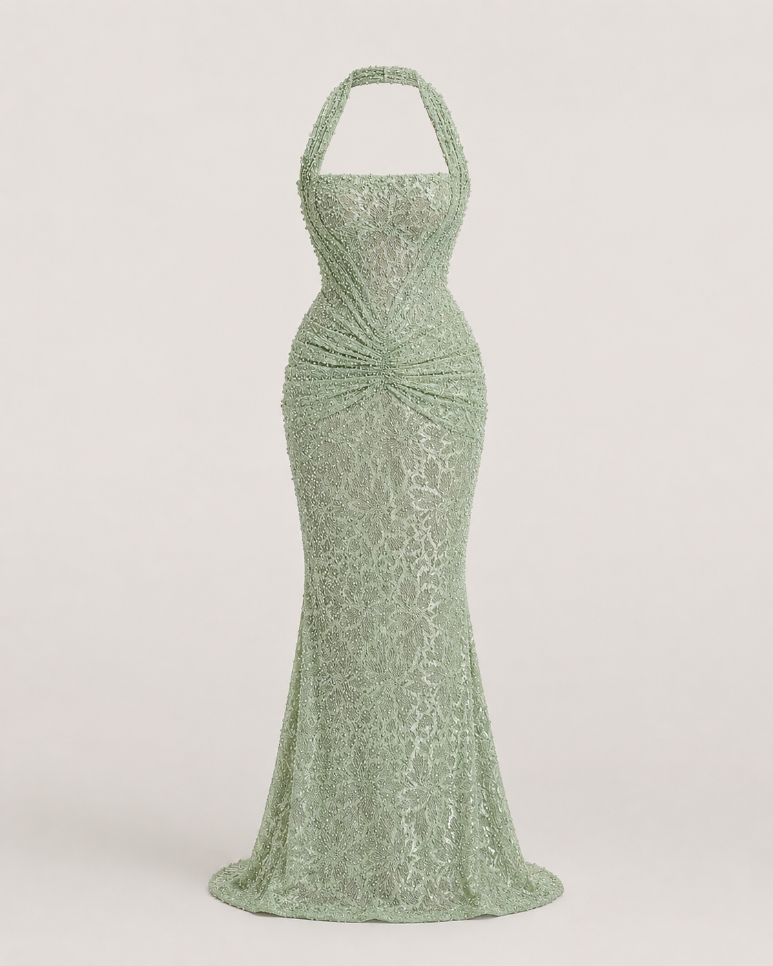 Maëva Pistachio Ruched Maxi Dress
