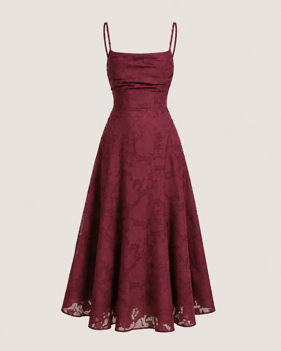Marceline Burgundy Corset Midi Dress