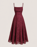 Marceline Burgundy Corset Midi Dress