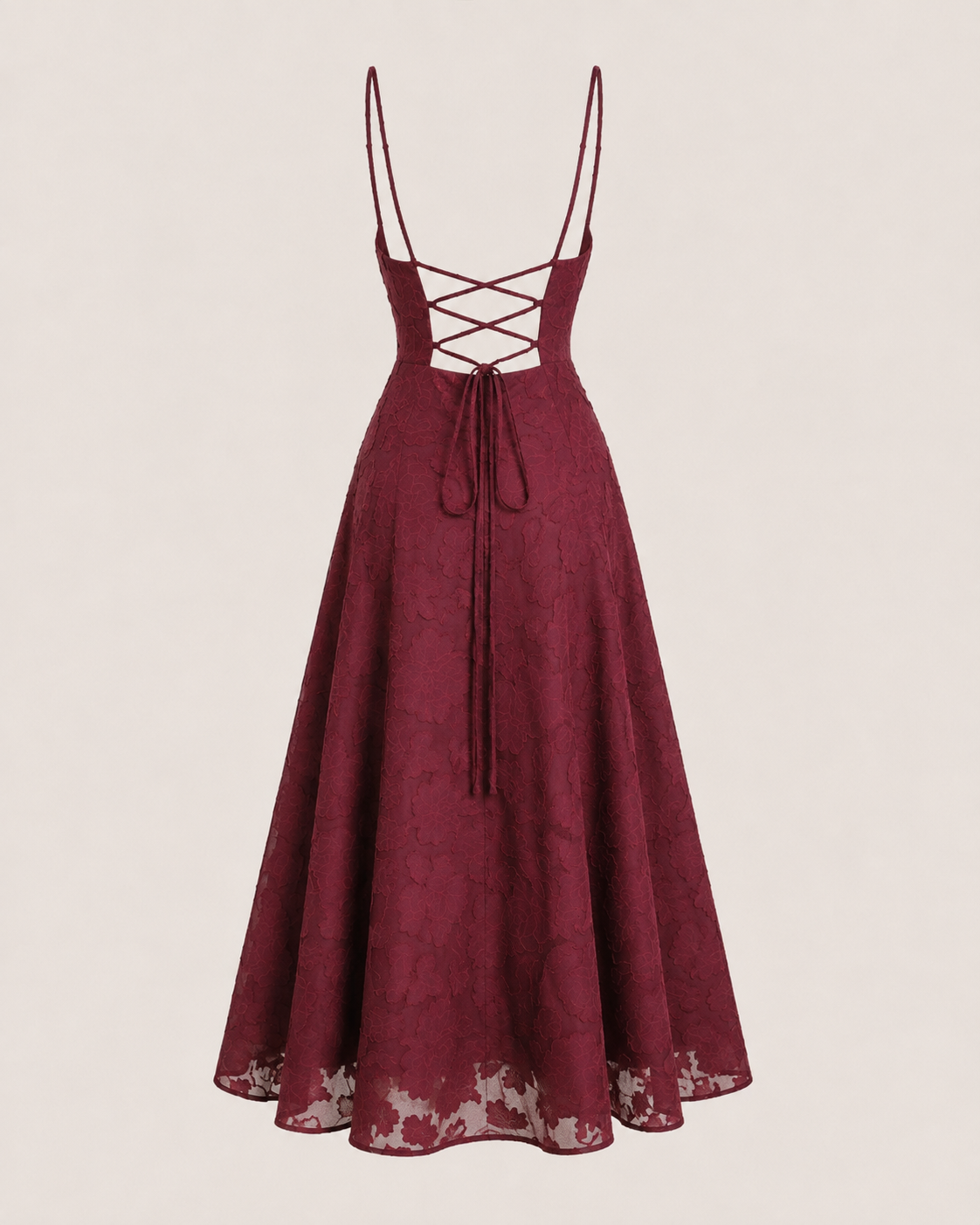 Marceline Burgundy Corset Midi Dress
