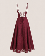Marceline Burgundy Corset Midi Dress