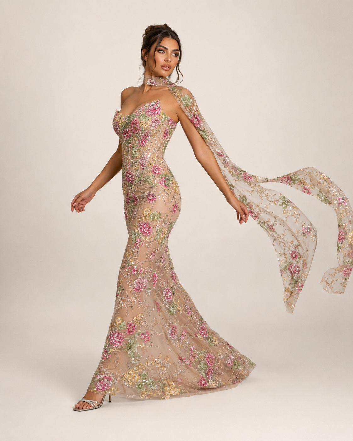 Minna Nude Embellished Gown