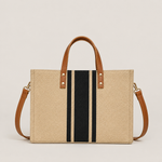 Natural Canvas Contrast Stripe Tote