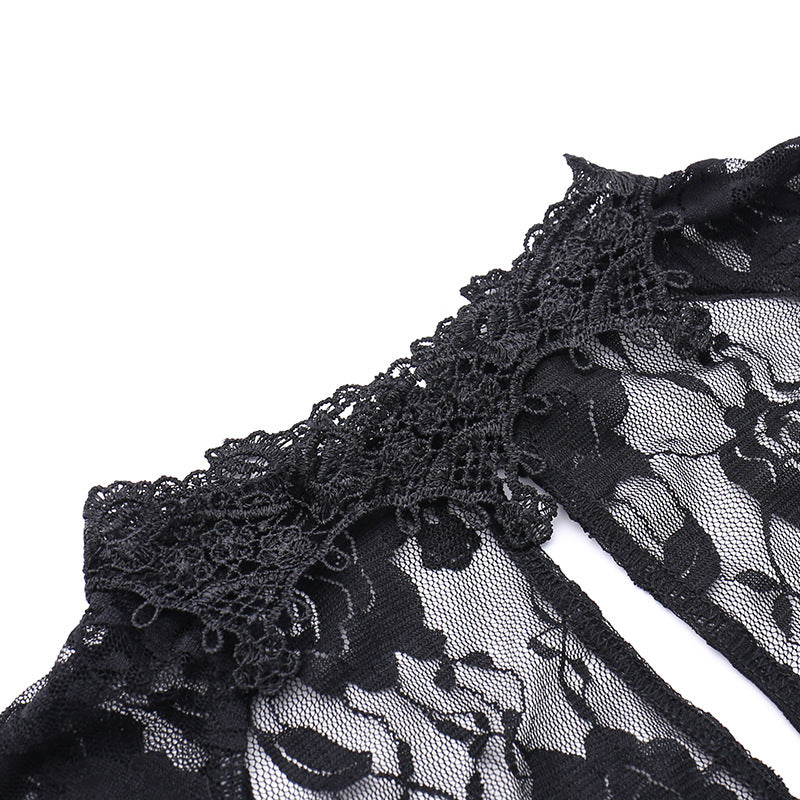 Alisa Noir Velvet Lace Gown