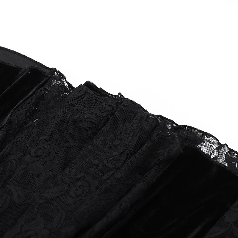 Alisa Noir Velvet Lace Gown