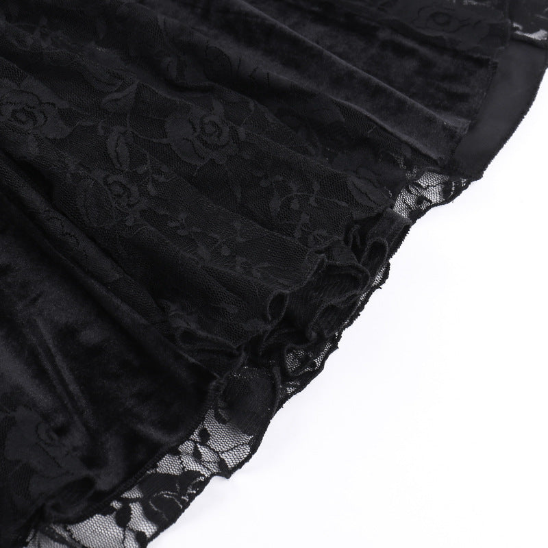Alisa Noir Velvet Lace Gown