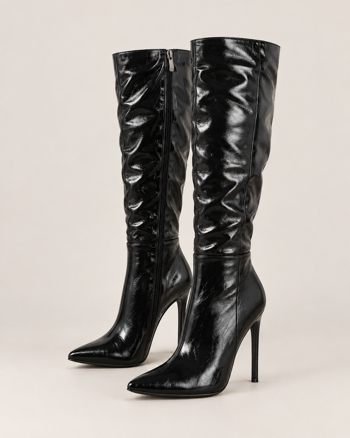 Patent Stiletto Knee-High Boots