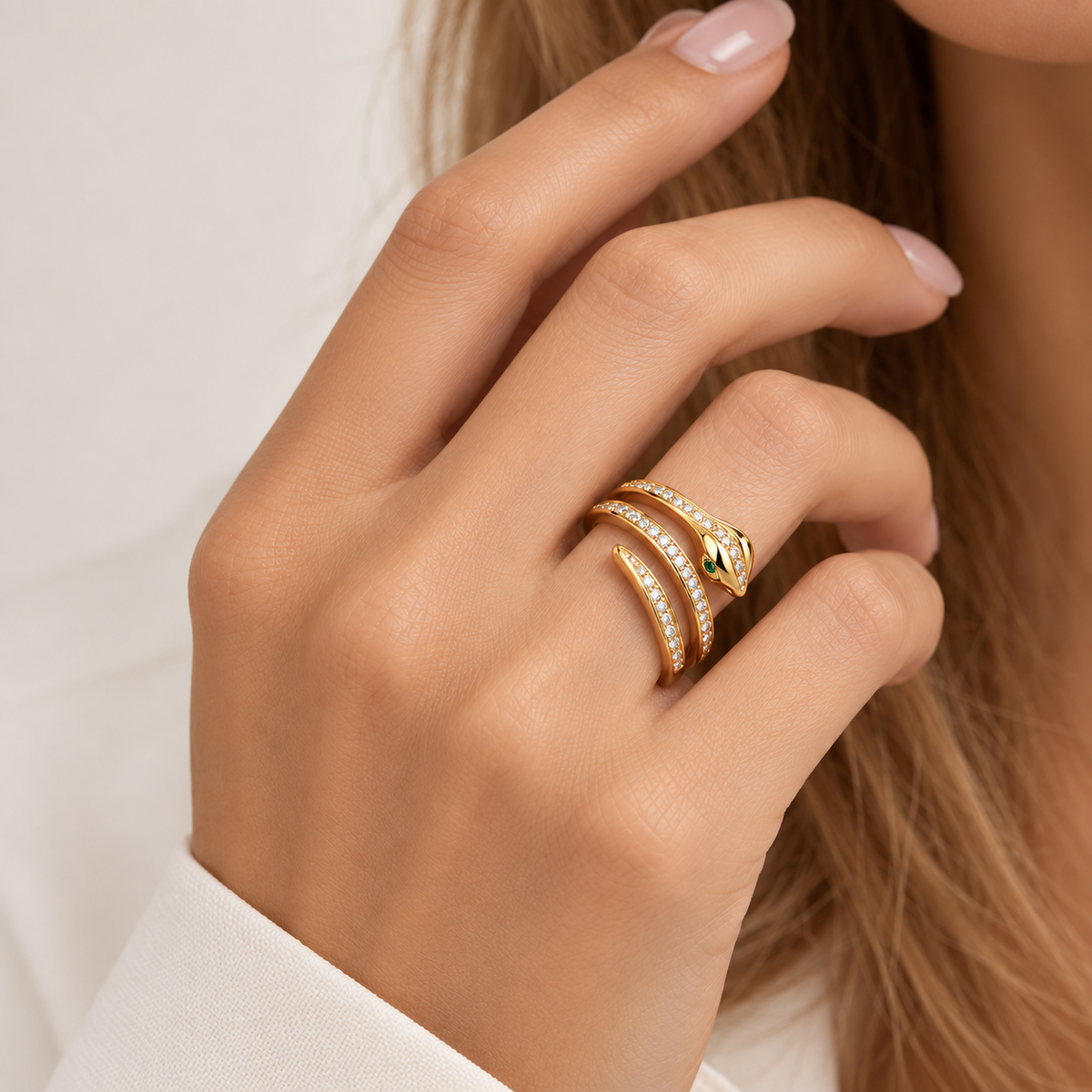 Pave Spiral Snake Ring