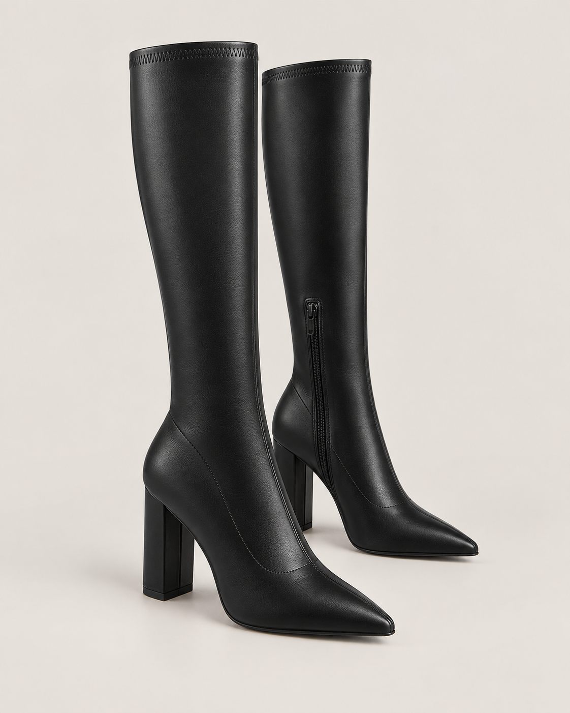 Pointed Toe Stretch Knee-High Boots