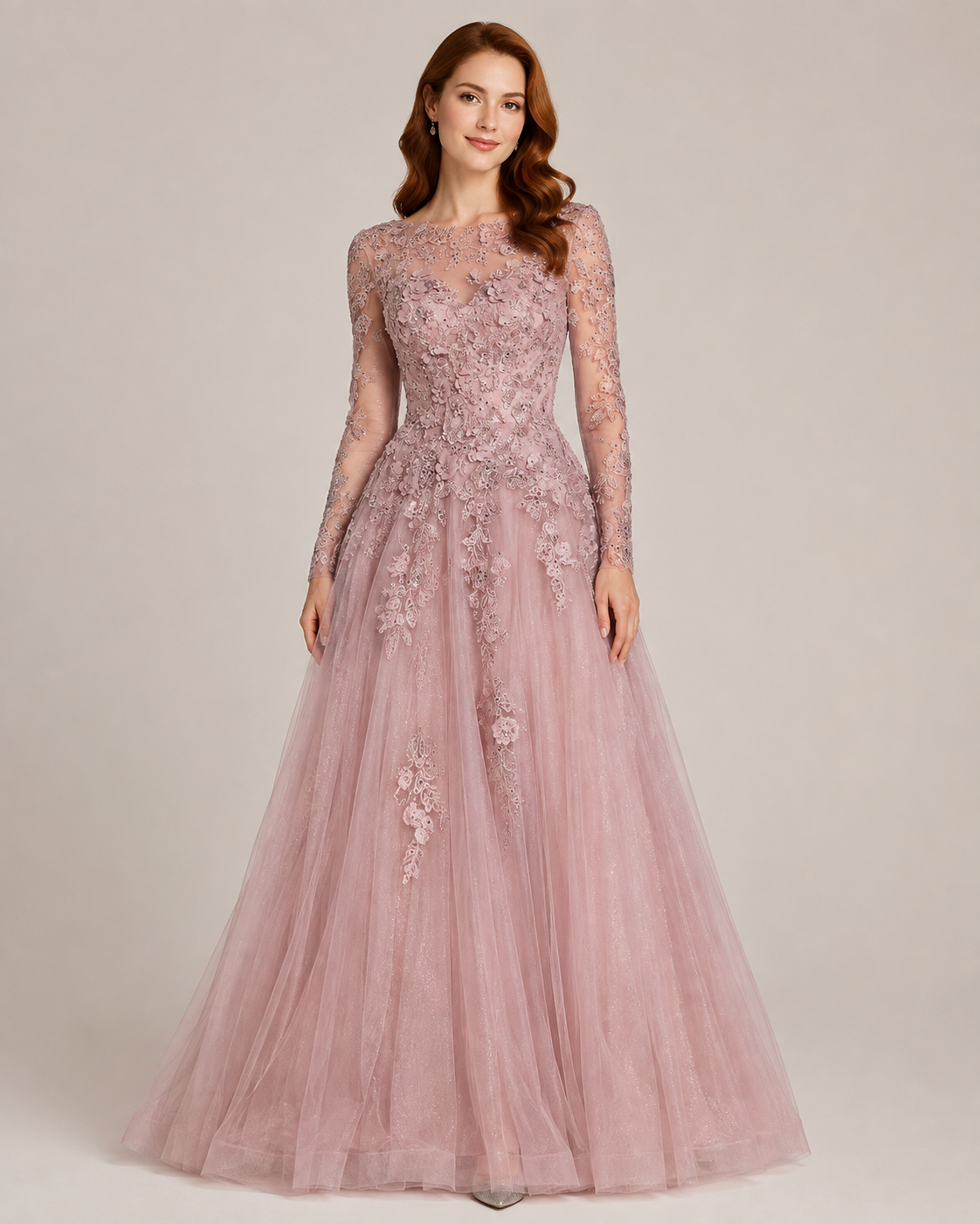 Rosamund Mauve Embroidered Ball Gown