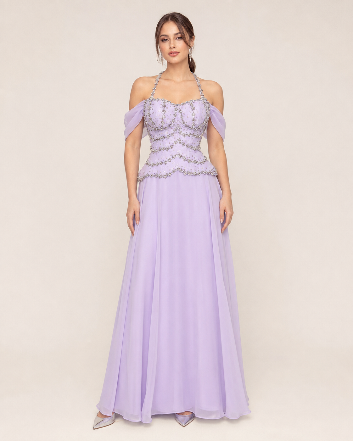 Rosamée Lavender Crystal Maxi Dress