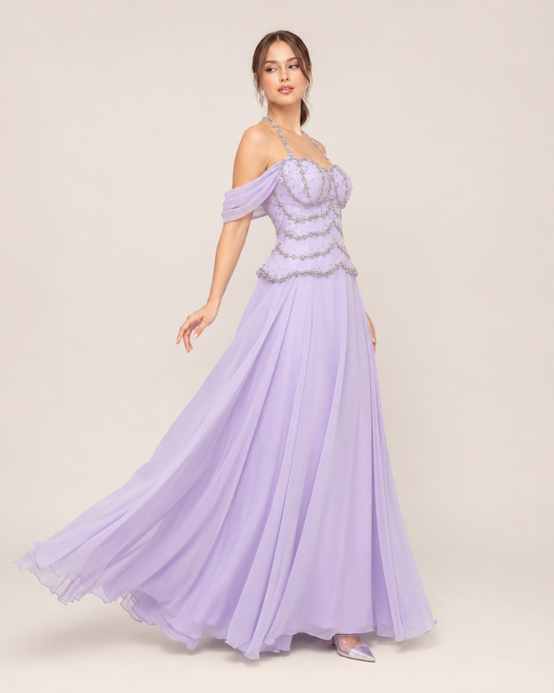 Rosamée Lavender Crystal Maxi Dress