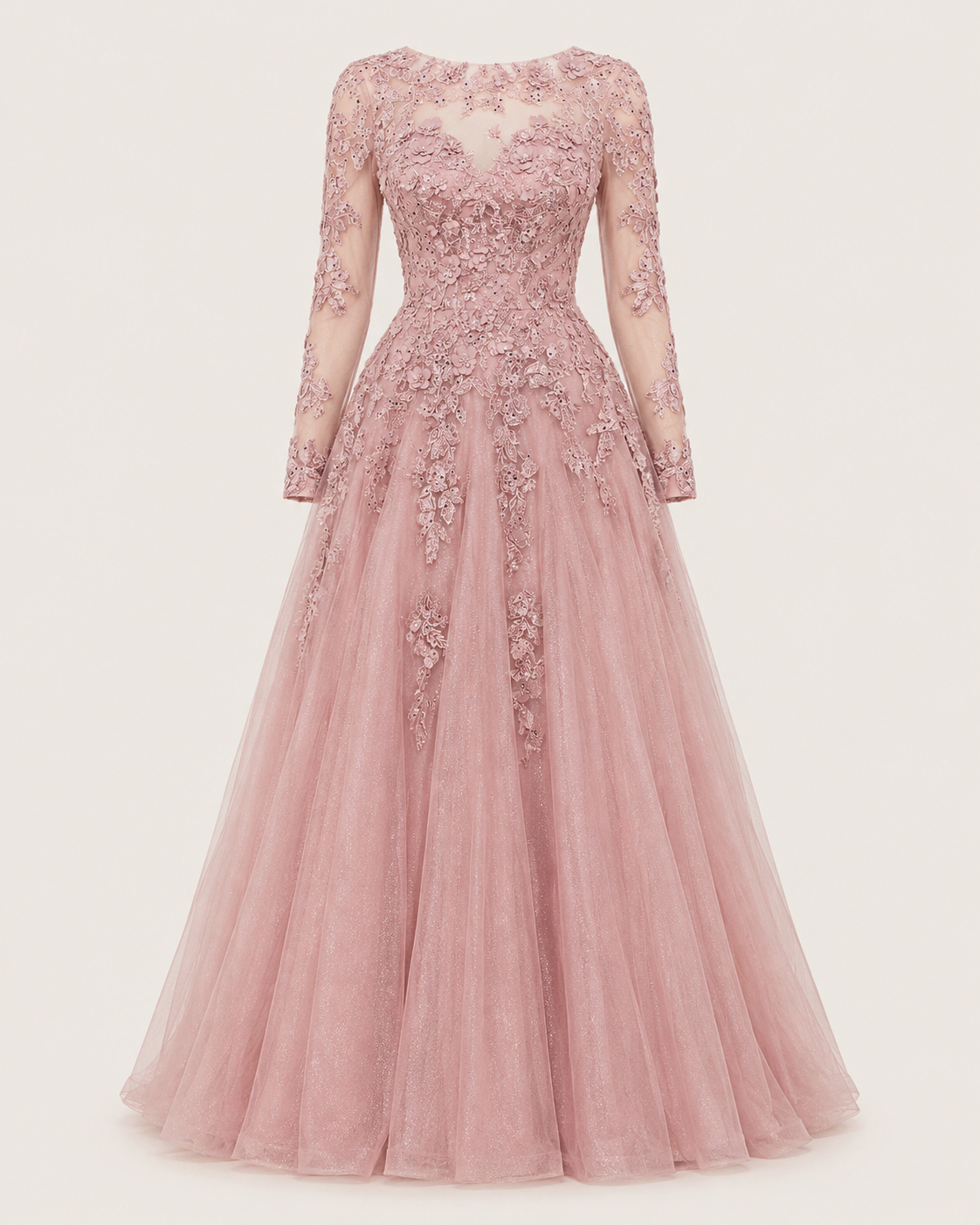 Rosamund Mauve Embroidered Ball Gown