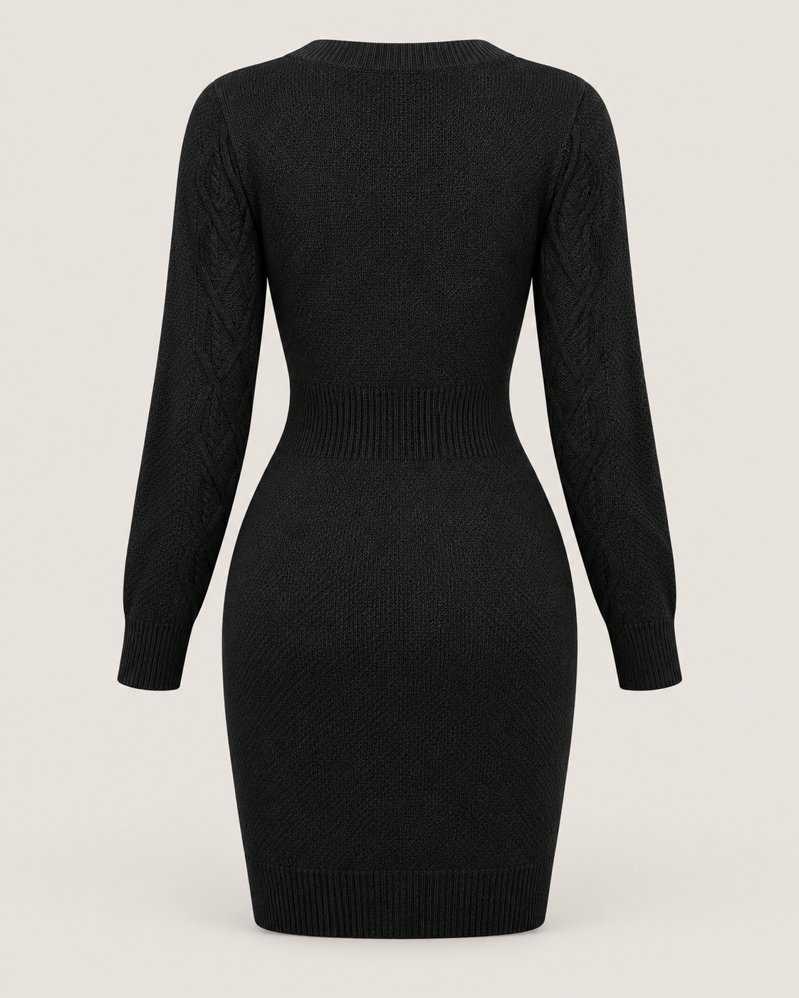 Rosalie Noir Cable-Knit Pencil Dress
