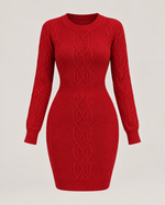 Rosalie Noir Cable-Knit Pencil Dress