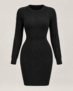 Rosalie Noir Cable-Knit Pencil Dress
