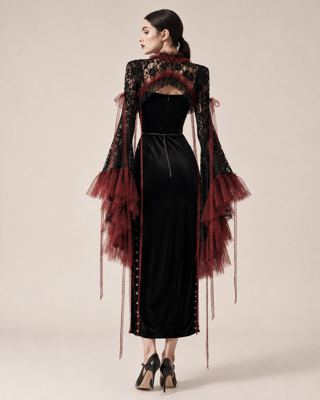Rowena 2 pieces Noir Corset Ruffle Gown