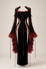 Rowena 2 pieces Noir Corset Ruffle Gown