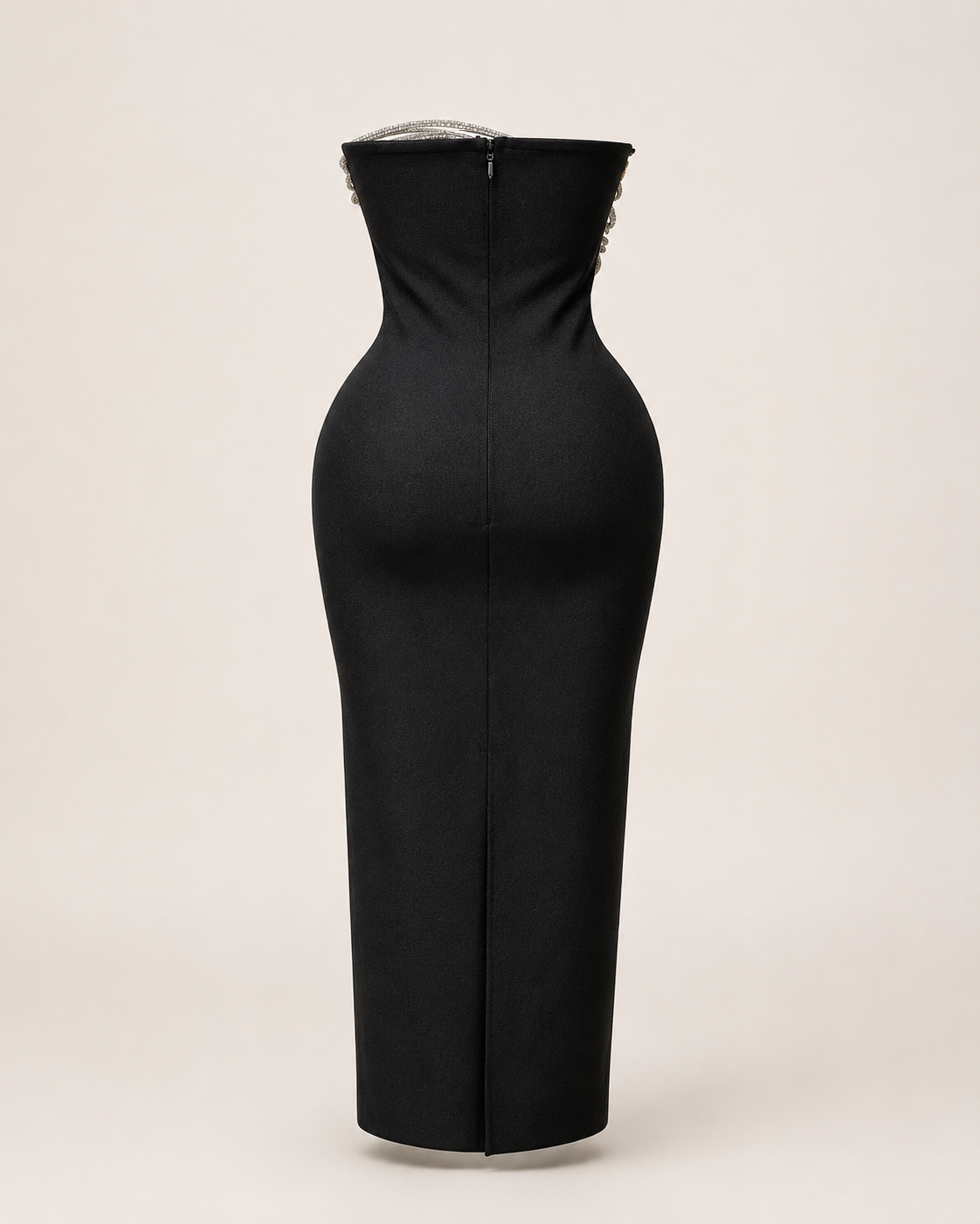 Runa Black Embellished Column Dress