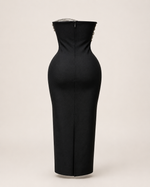 Runa Black Embellished Column Dress