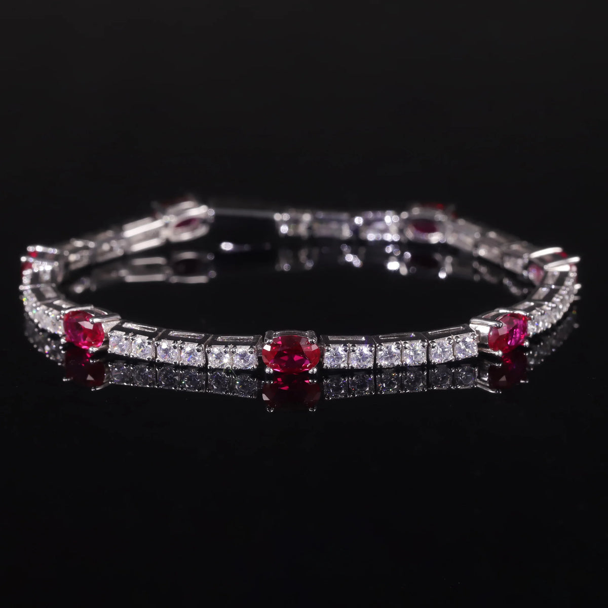 Silver Ruby Station Bracelet