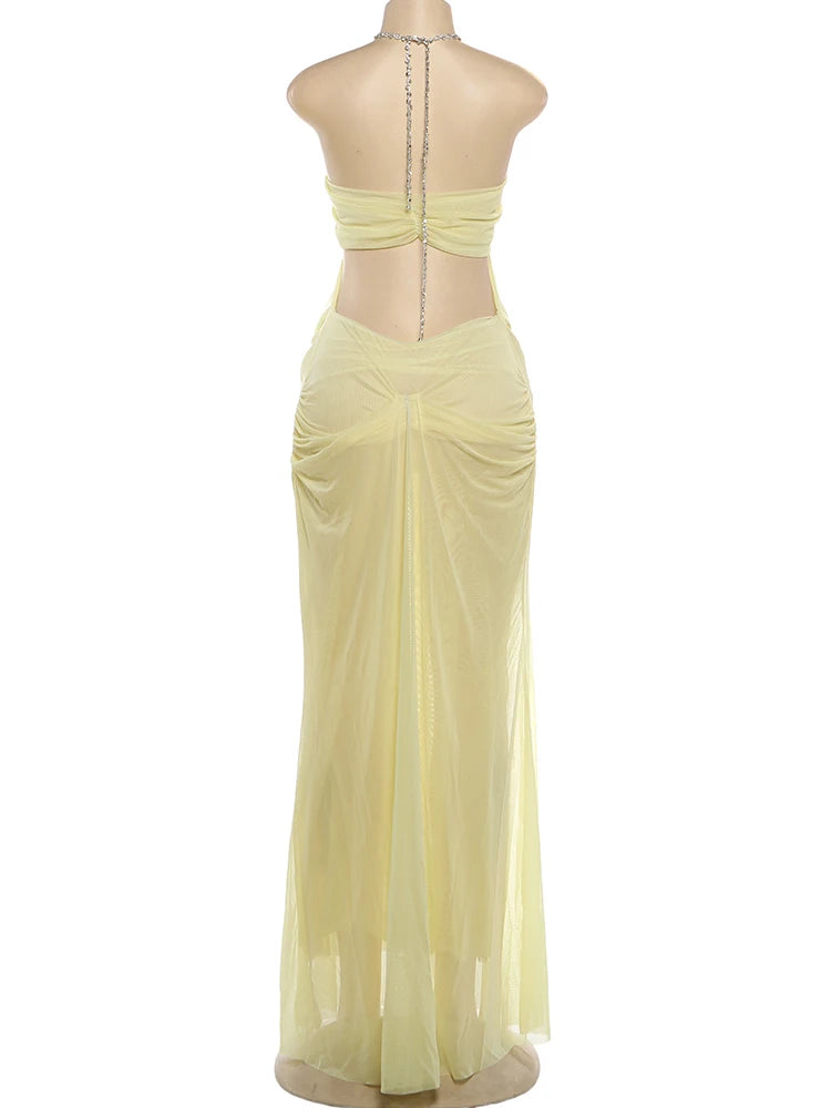 Héloïse Sky Draped Evening Dress