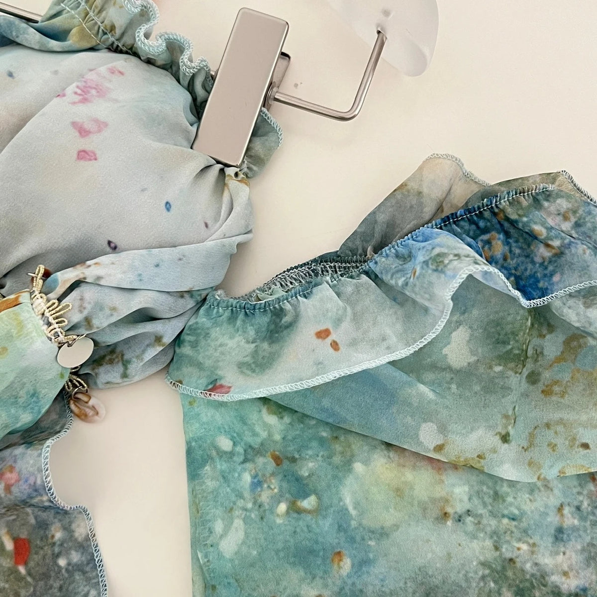 Cassiopée Blue Floral Draped Dress