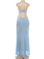 Héloïse Sky Draped Evening Dress