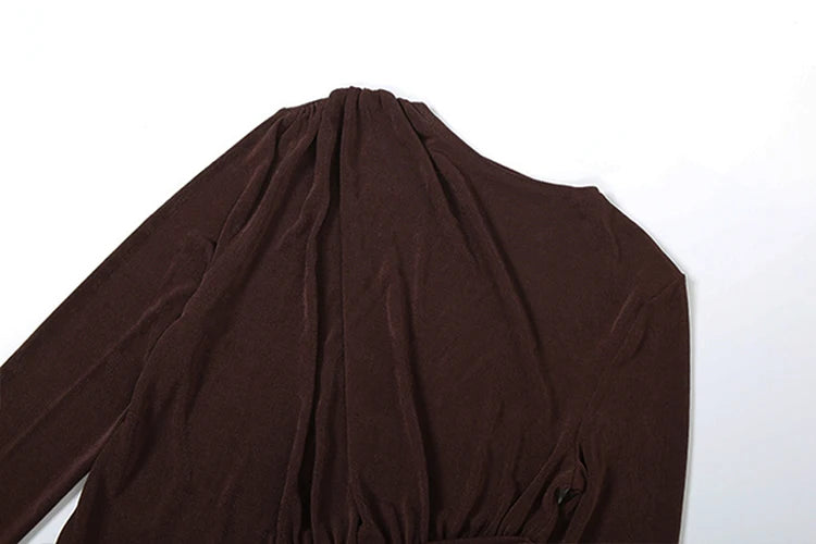 Lorraine Cocoa Long-Sleeve Gown