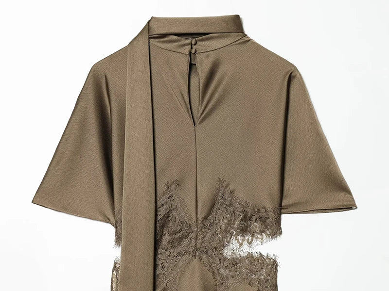 Odette Mocha Asymmetrical Dress