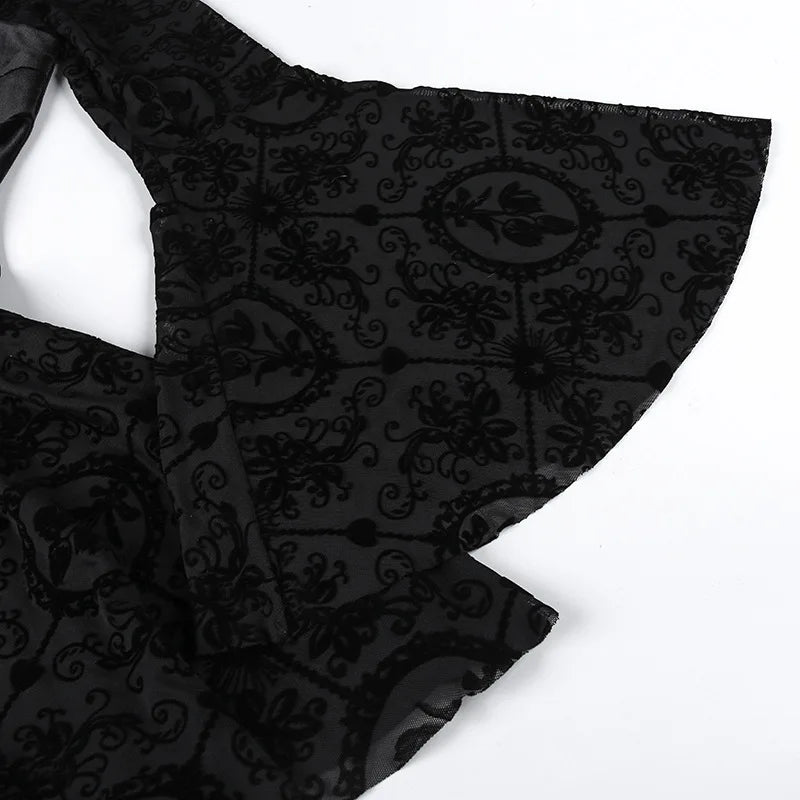 Raven Noir Bell-Sleeve Corset Mini