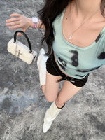 Y2k Gothic Ivory Faux-Fur Crossbody Handbag