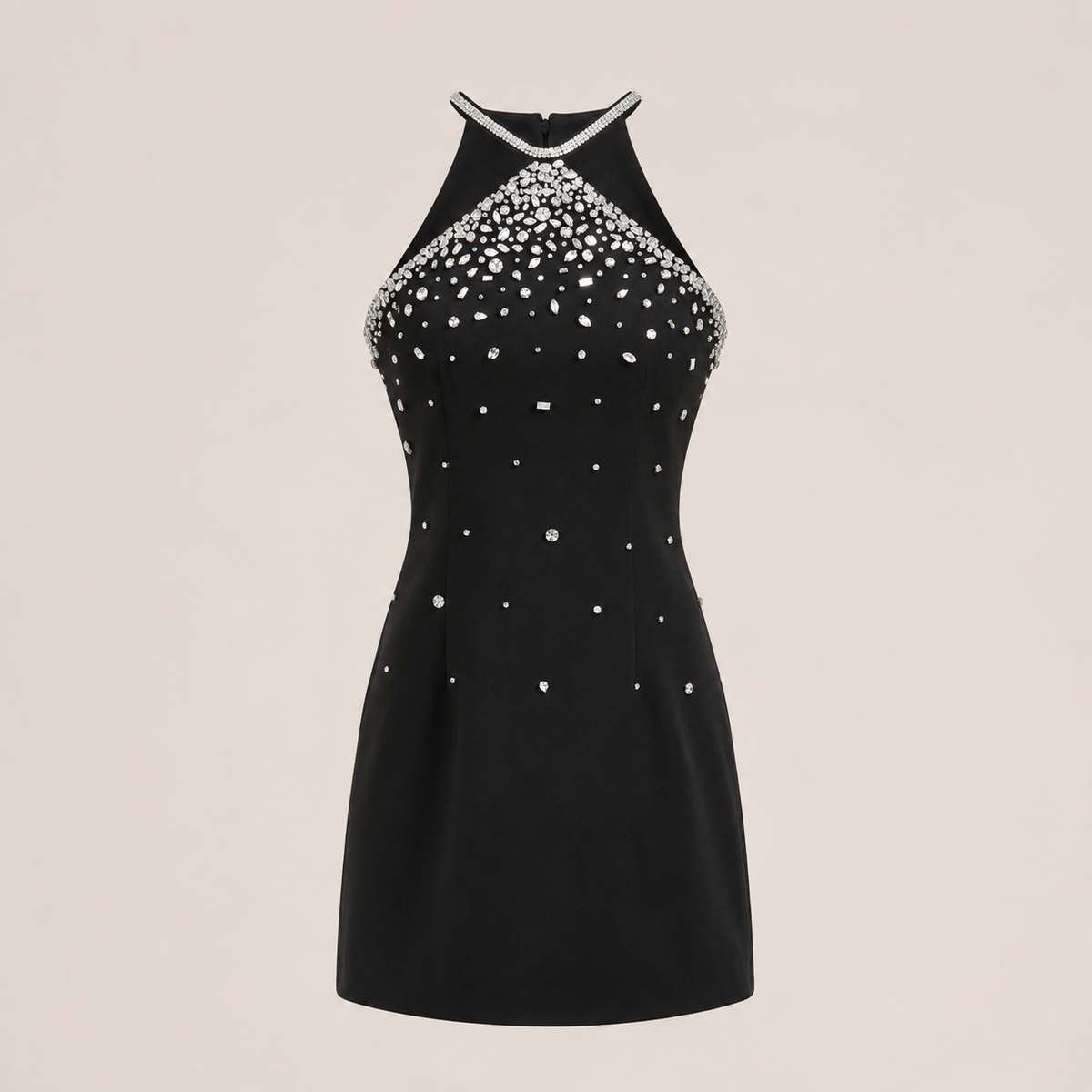 Sabine Black Crystal A-Line Dress
