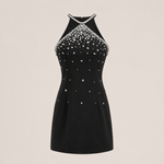 Sabine Black Crystal A-Line Dress