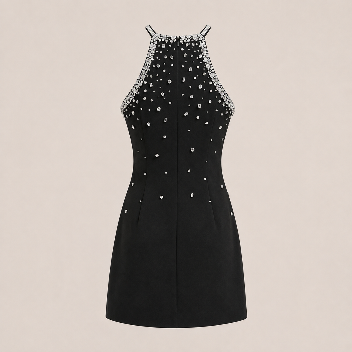 Sabine Black Crystal A-Line Dress