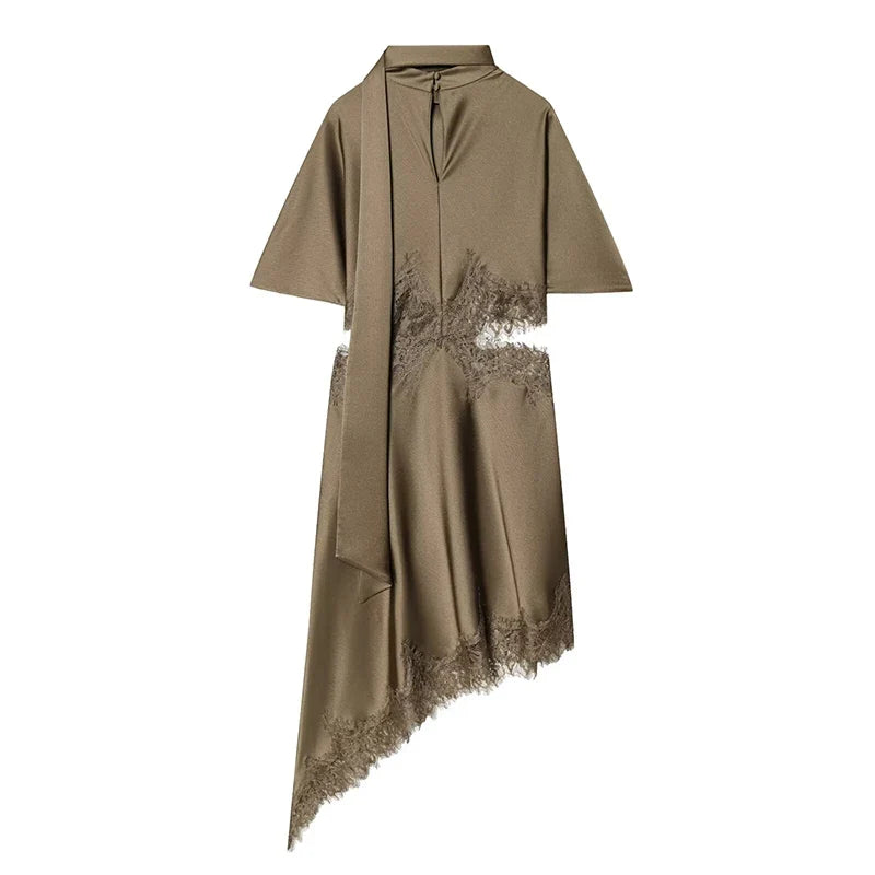 Odette Mocha Asymmetrical Dress