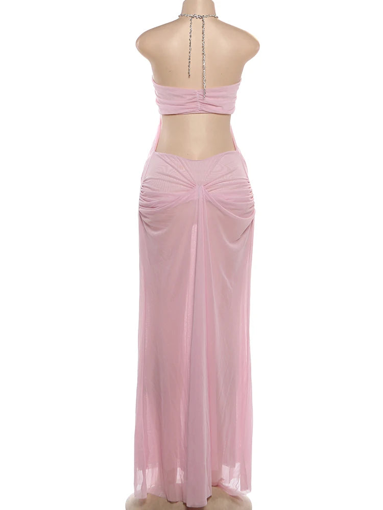 Héloïse Sky Draped Evening Dress