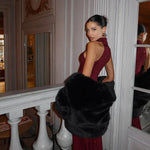 Frida Burgundy Open-Back Dress