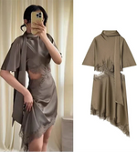 Odette Mocha Asymmetrical Dress