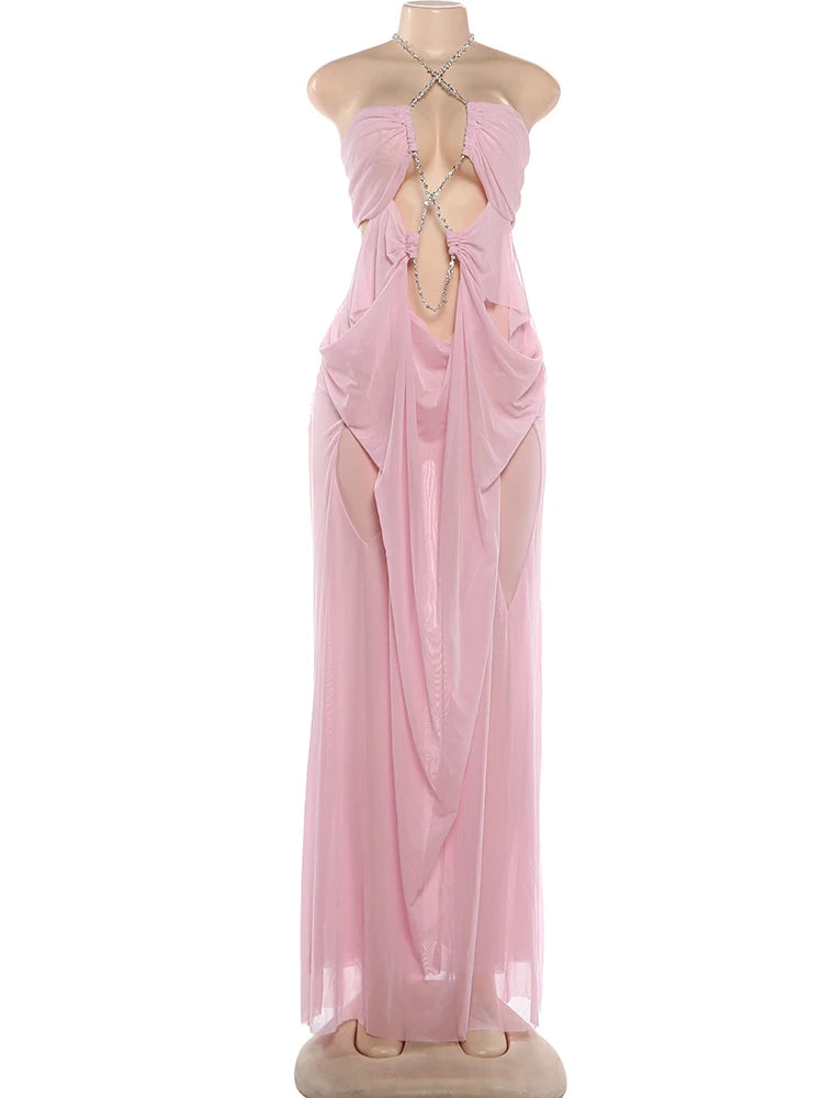 Héloïse Sky Draped Evening Dress