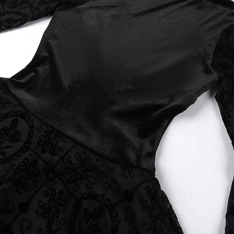 Raven Noir Bell-Sleeve Corset Mini