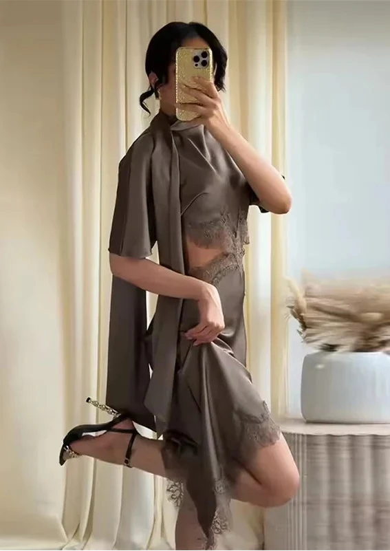 Odette Mocha Asymmetrical Dress