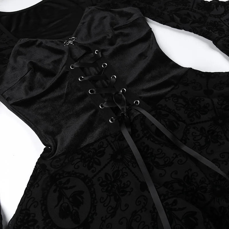Raven Noir Bell-Sleeve Corset Mini